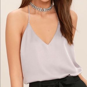 Satin light gray top